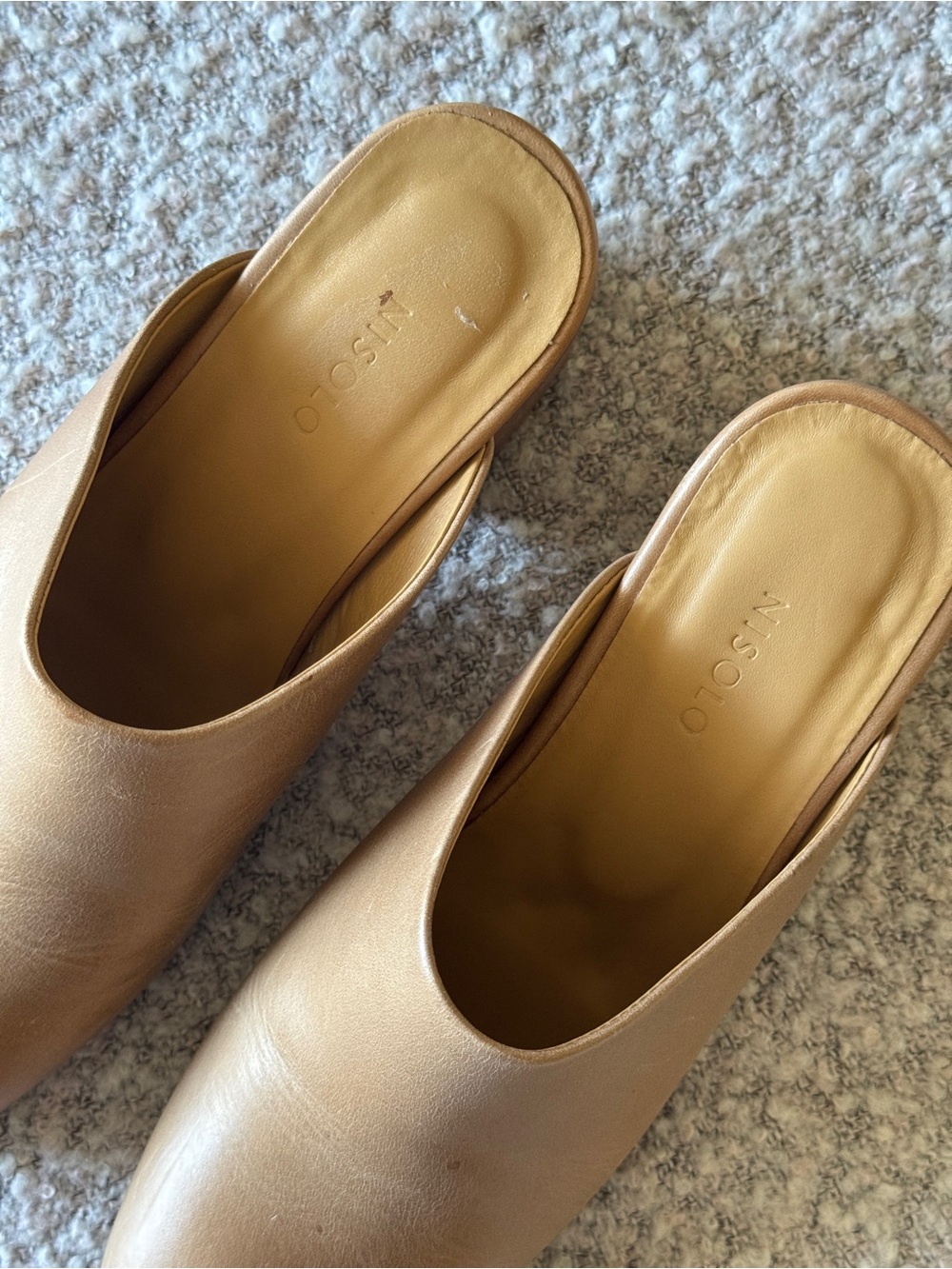Nisolo Leather Block Heel Mules | Size 8 | Tan/Camel - Picture 3 of 5